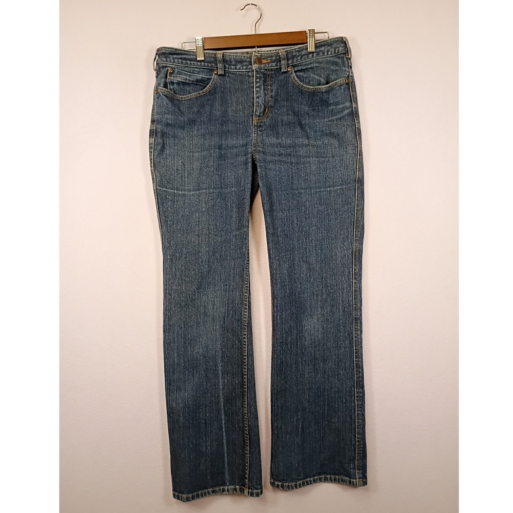 Workwear Duluth Trading Co Womens 12x31 Blue Bootcut Denim Jeans Stretch Utility